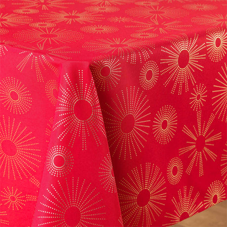 Pampille Metallic Print – Red/Gold – Juleduk med flekkavvisende behandling, 150 x 300 cm
