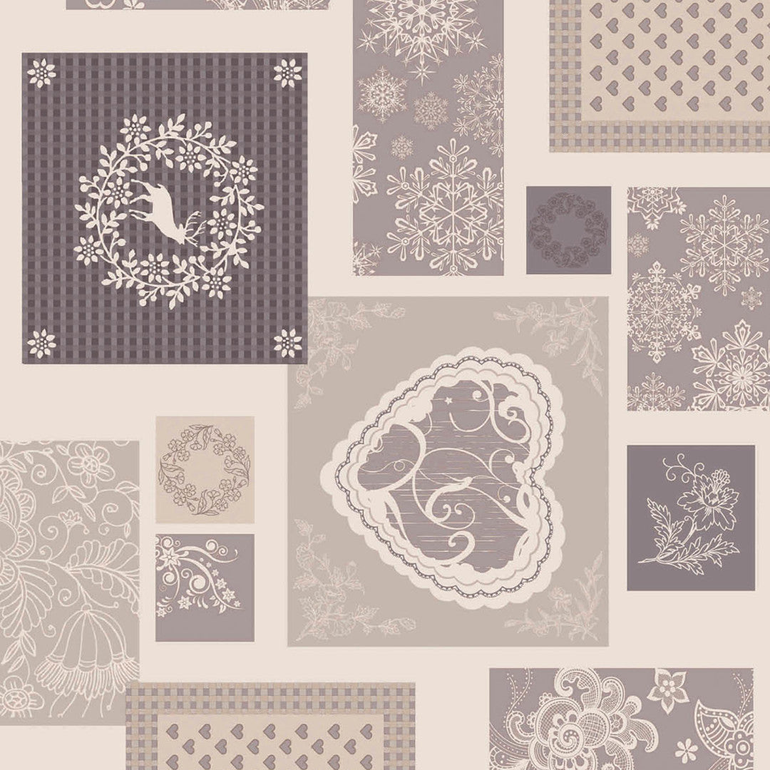 Patchwork Julevoksduk Beige – 160 cm bred