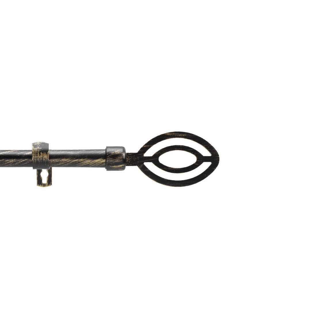 Patina Alpha Svart/Gull – Justerbar gardinstang 120–210 cm
