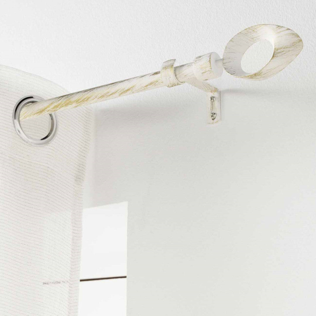 Patina Ovalon Hvit/Gull – Justerbar gardinstang 120–210 cm