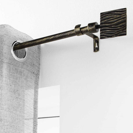 Patina Tempo Svart/Gull – Justerbar gardinstang 120–210 cm, oppheng
