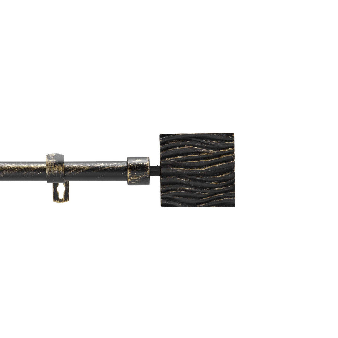 Patina Tempo Svart/Gull – Justerbar gardinstang 120–210 cm