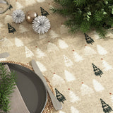 Nærbilde av Pau Natur – Juleakrylduk i linlook med juletrær