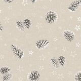 Pinas Grå – Juleakrylduk med kongler på naturfarget bunn