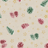 Pinas Rød/Grønn – Juleakrylduk med kongler på naturfarget bunn