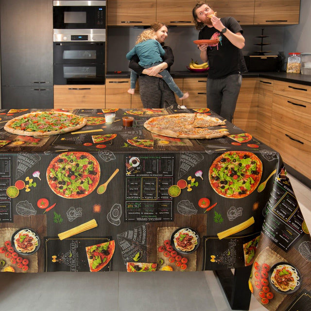 Mums Pizza – Voksduk med fyll og tilbehør, lett preget overflate