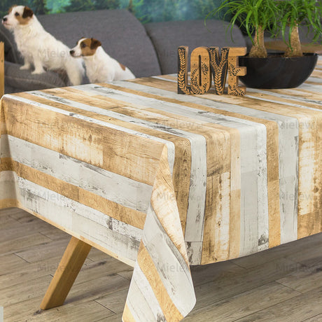 Planker Grå-Beige – Voksduk med rustikt trelook