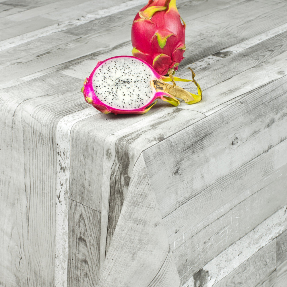 Planker Grå – Rund voksduk med strikk