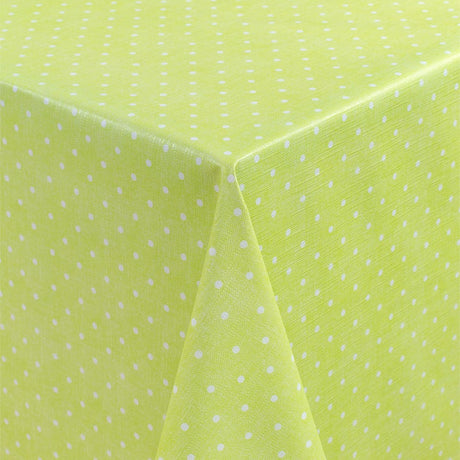 Polkaprikker på grønn bunn – Rund voksduk med strikk