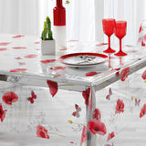 Pobbyly – Gjennomsiktig voksduk med valmuer og sommerfugler, hjørne