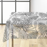 Puebla – Gjennomsiktig voksduk med svarte/grå konturblader, hjørne