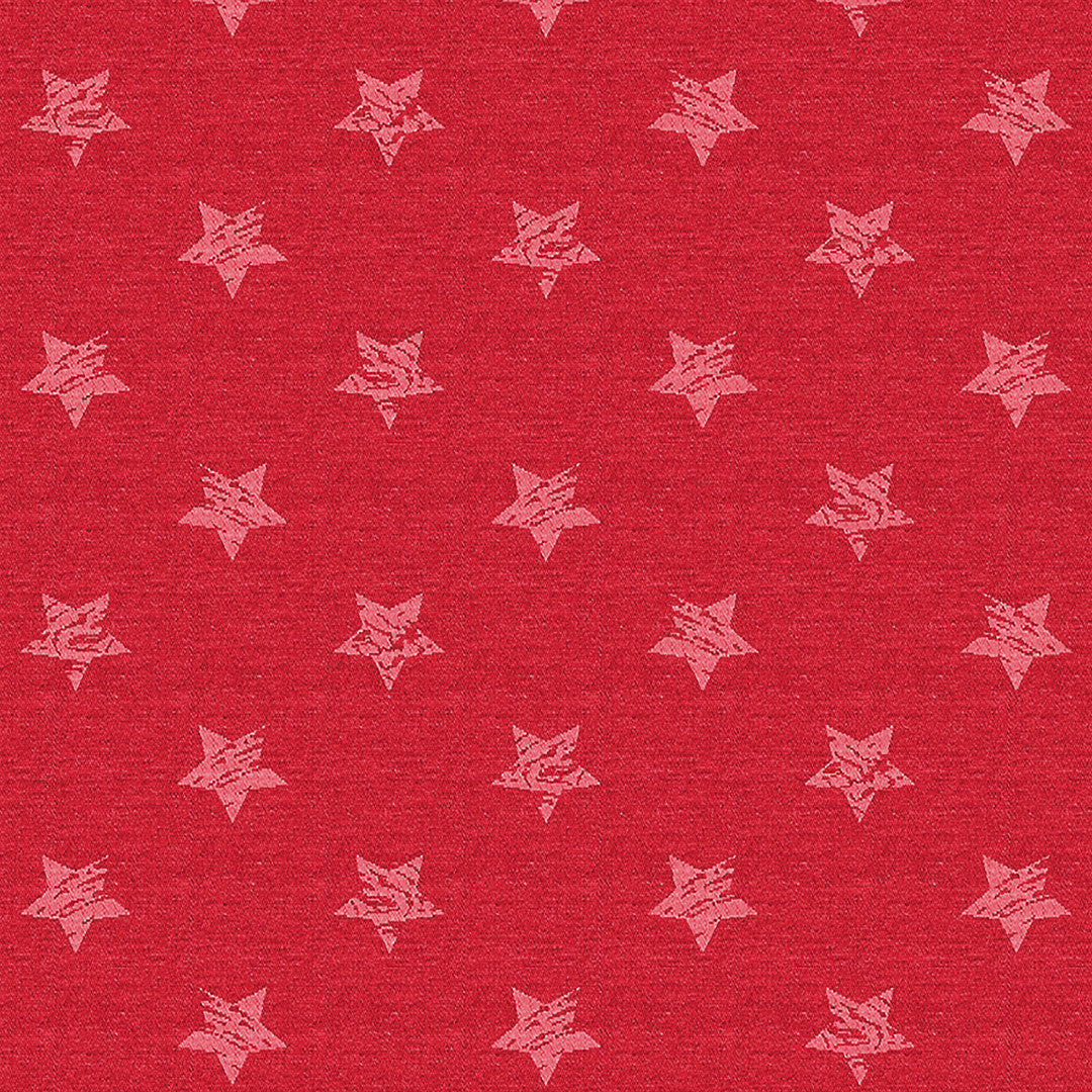 Red Uni Stars – Flott rød jacquardvevd jule-akrylduk med stjerner