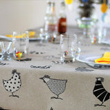 Rego, akrylduk med morsomme høner, 140 cm bred