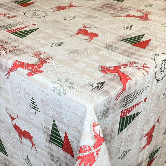 Rensdyr Skandinavia – julevoksduk med flott preget overflate