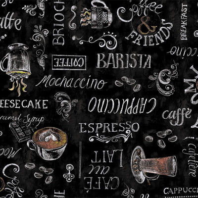 Ristretto svart, voksduk med kaffe og herlig kaféstemning