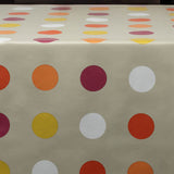 Retro Pop Dots – Voksduk med fargede prikker nærbilde