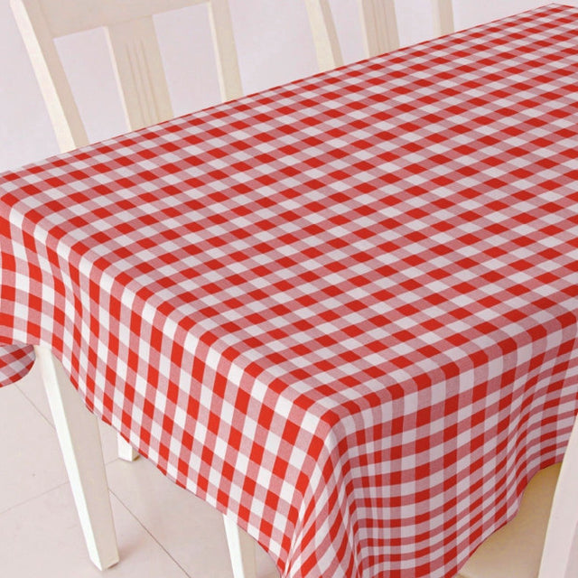 Rød hvit rutet voksduk, 120 cm bred