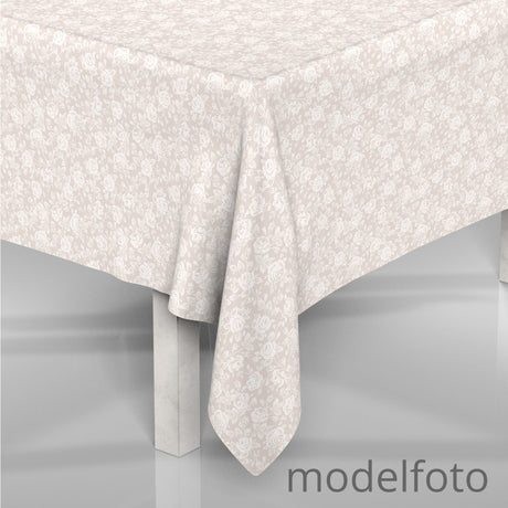 Rose Bianche – Akrylduk i hørlook med vakre hvite roser