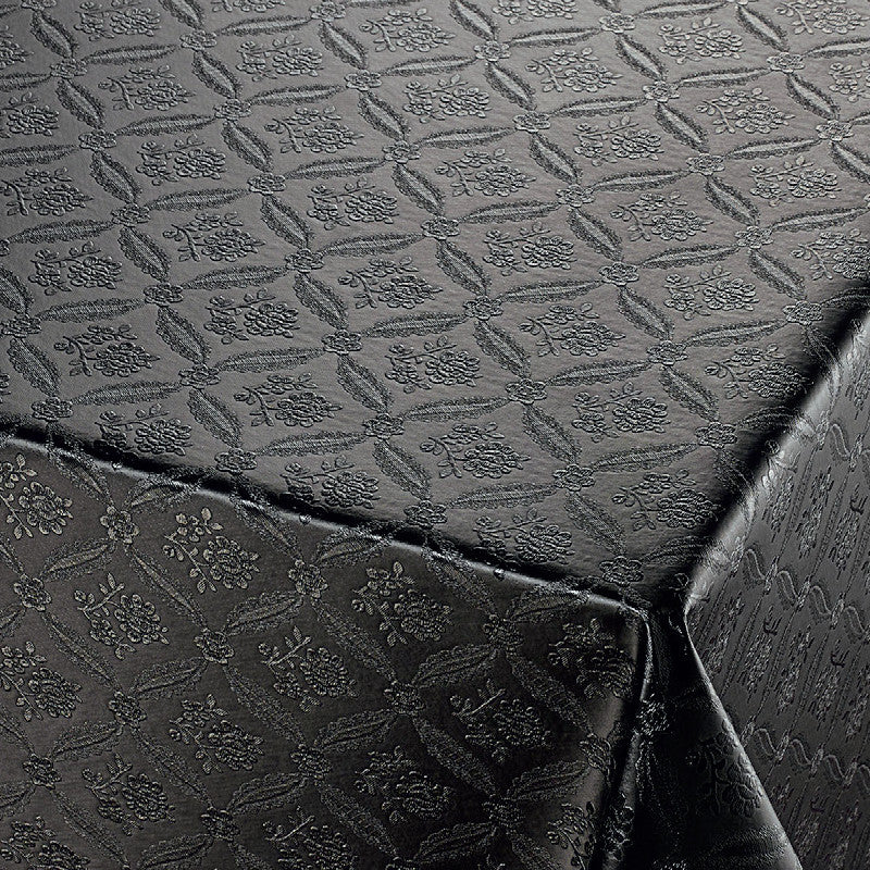 Rose Tapestry Black, sort damaskpreget voksduk