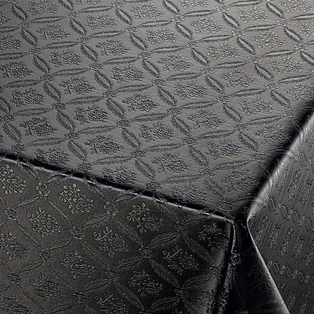 Rose Tapestry Black, sort damaskpreget voksduk
