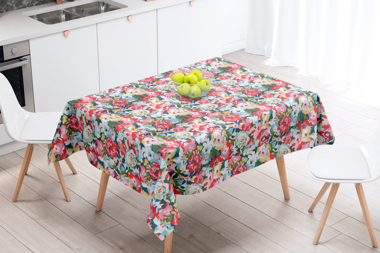 Rosemary Lyserød - Akrylduk med flotte fargerike blomster - 155 cm bred