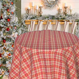 Hjerter i ruter rød, rund julevoksduk Ø 158 cm