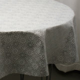 Rund blondevoksduk hvit med sølvblomst