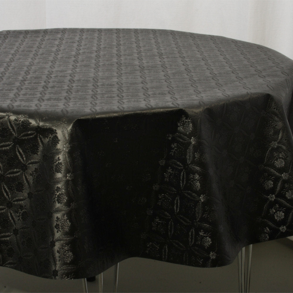 Rose Tapestry Black, rund sort damaskpreget voksduk