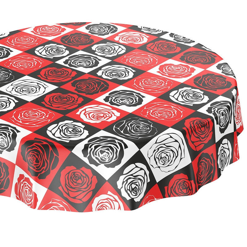 Warhols Roser – Rund voksduk i amerikansk retrostil