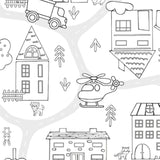 Rundt i Byen – hvit voksduk som kan fargelegges