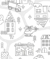 Rundt i Byen – hvit voksduk som kan fargelegges