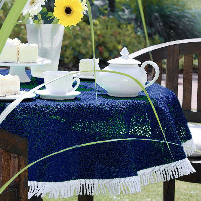 Rustikal Blå sommerduk, rund Ø 160 cm