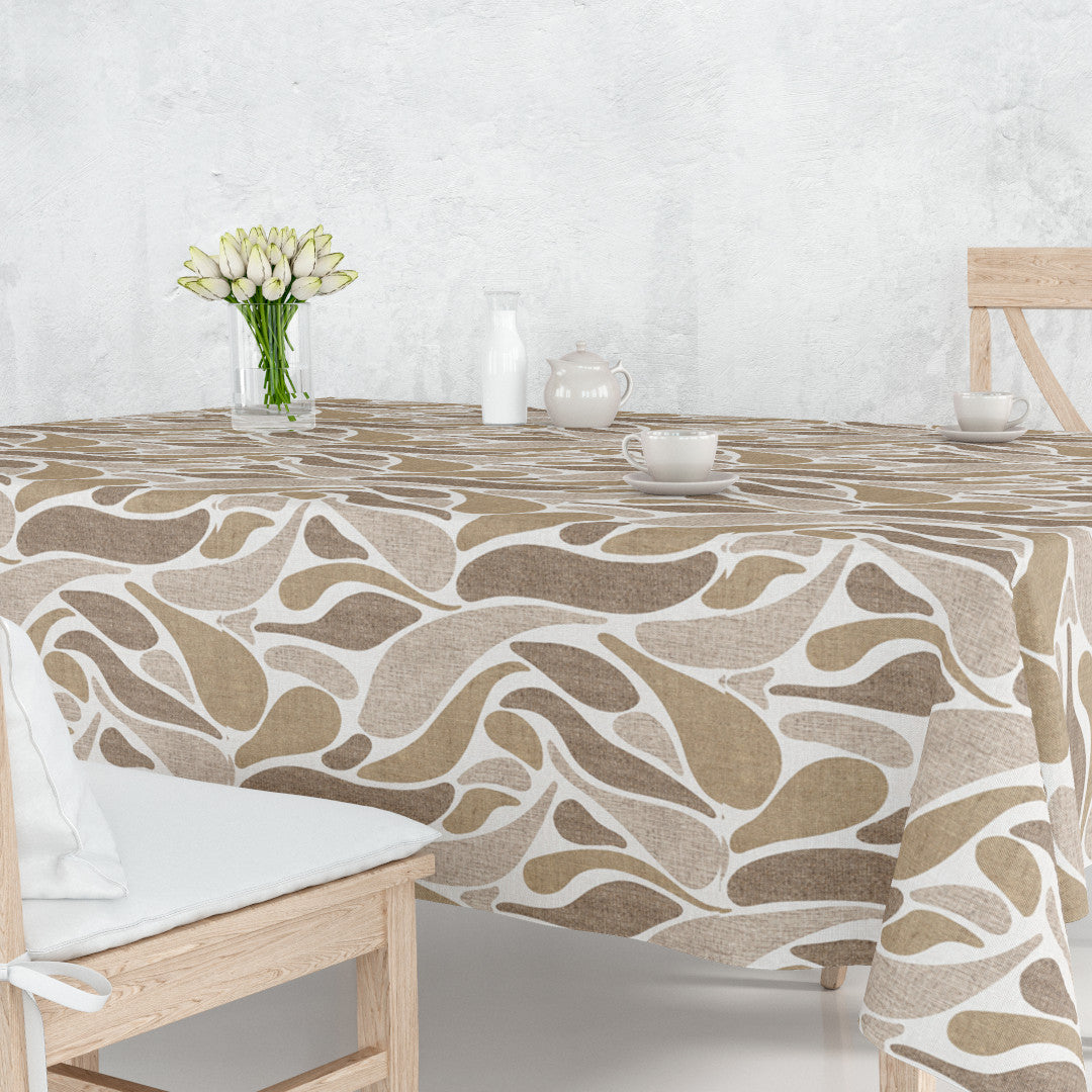 Sandstrøm – voksduk med organisk mønster i beige og naturfarger