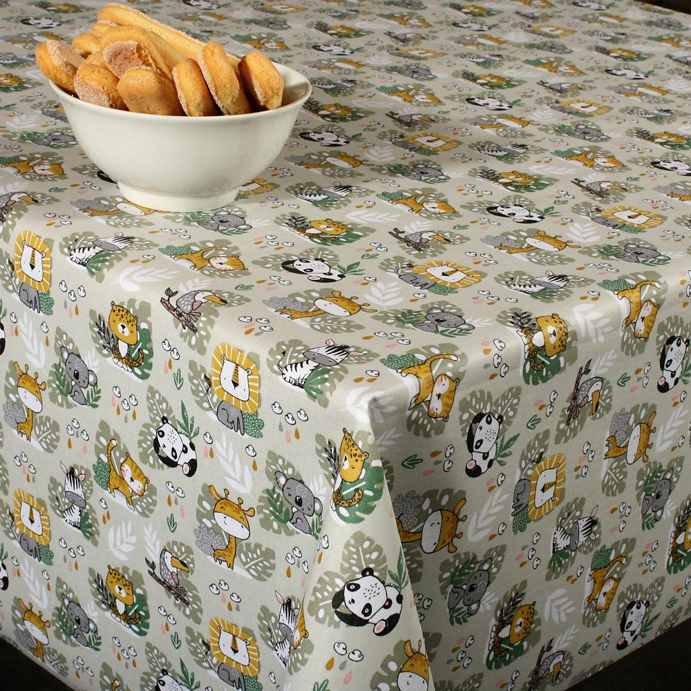 Savana - Akrylduk med søte dyr, 140 cm bred