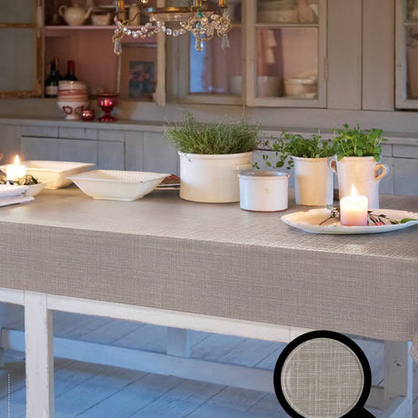 Sharon ensfarget voksduk med flott sølvstruktur, 140 cm – Natur