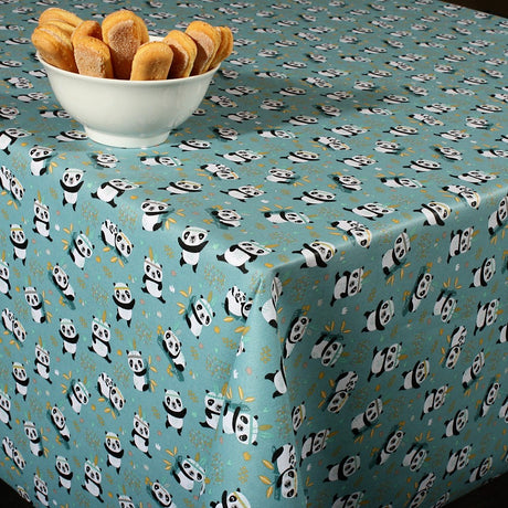 Sichuan - Akrylduk med små pandaer 140 cm bred