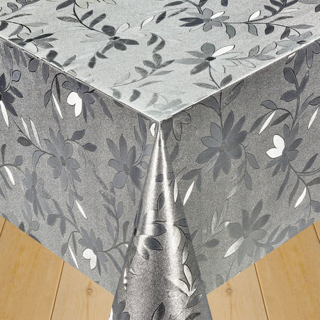 Slyngblomst Sølv – sølvfarget voksduk med slyngblomster