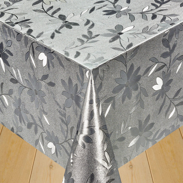 Slyngblomst Sølv – sølvfarget voksduk med slyngblomster
