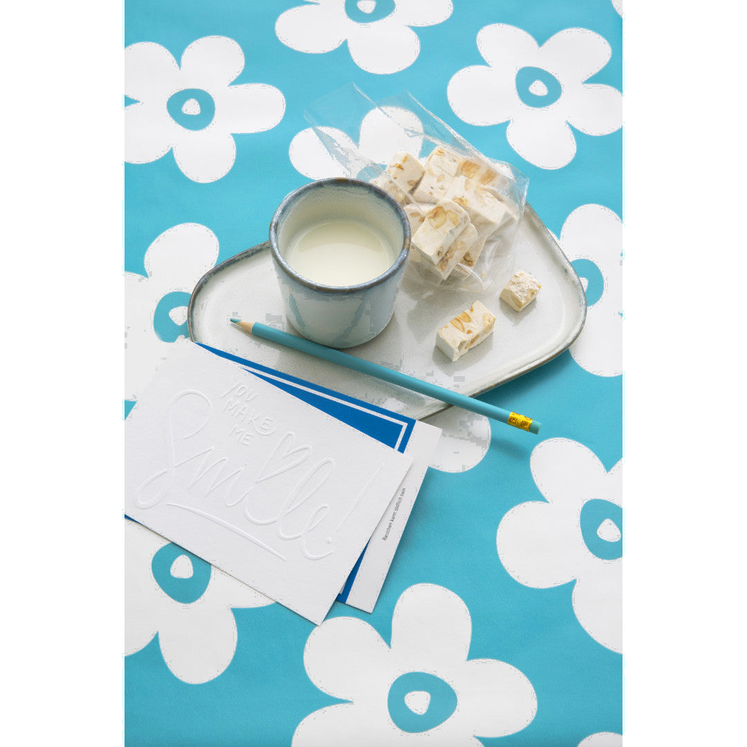 Lola voksduk - Small Big Flower Scuba Blue