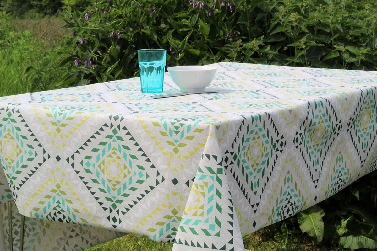 Smalts grønn, rund akrylduk – Ø 150 cm