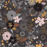 Vakkert blomsterflor - Runde voksduker med blomster på mørk bunn