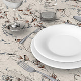 Snøbær og Fugler – Akrylduk i hørlook, detaljer