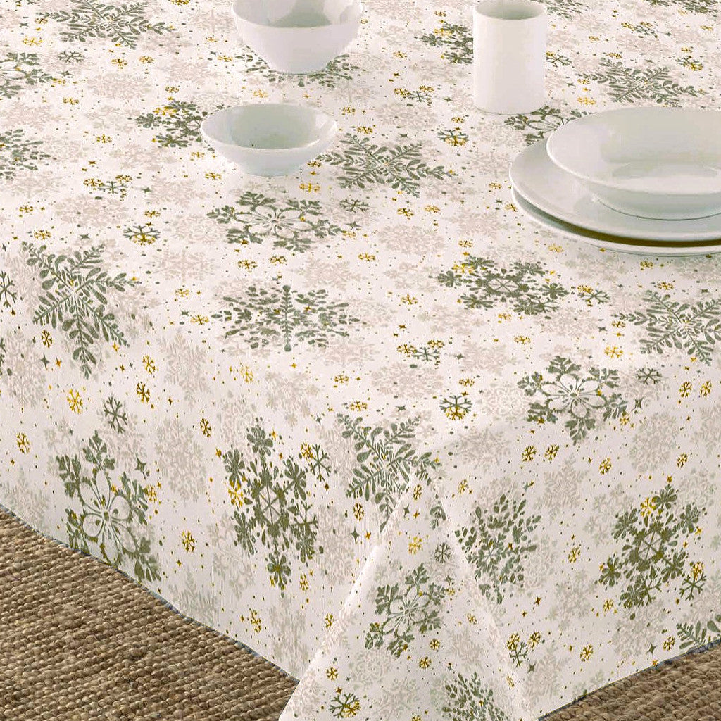 Snow – Juleakrylduk i råhvit med iskrystaller