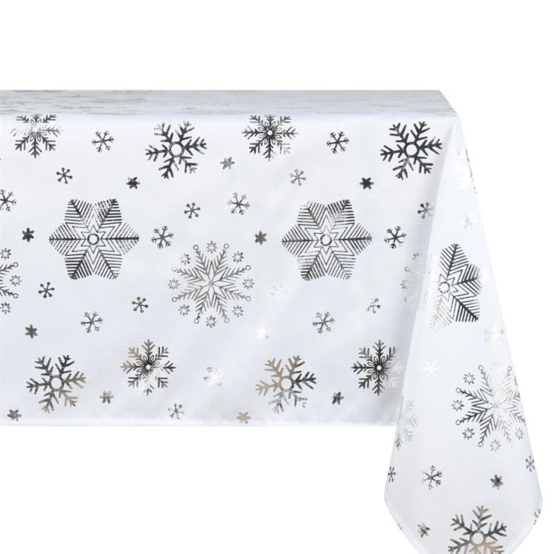 Snowflake Sølv – Juleduk med flekkavvisende behandling 150 x 300 cm