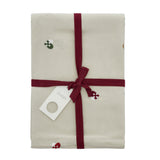 Södahl juleduk pakket med rødt bånd og flettede julehjerter 140 × 220