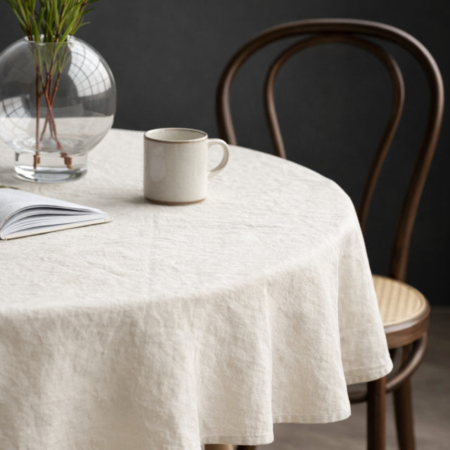 Södahl Pure Linen Ecru – Rund linduk Ø160 cm