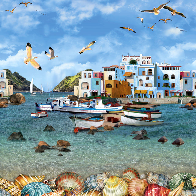 Sommer i Hellas – voksduk med maritim feriestemning