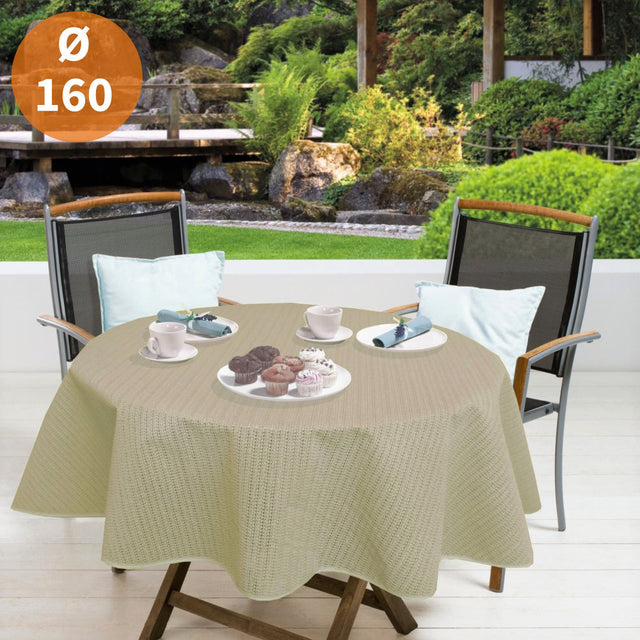 Gardesse grå/beige Ø 160 cm – Rund sommerduk til hagebordet