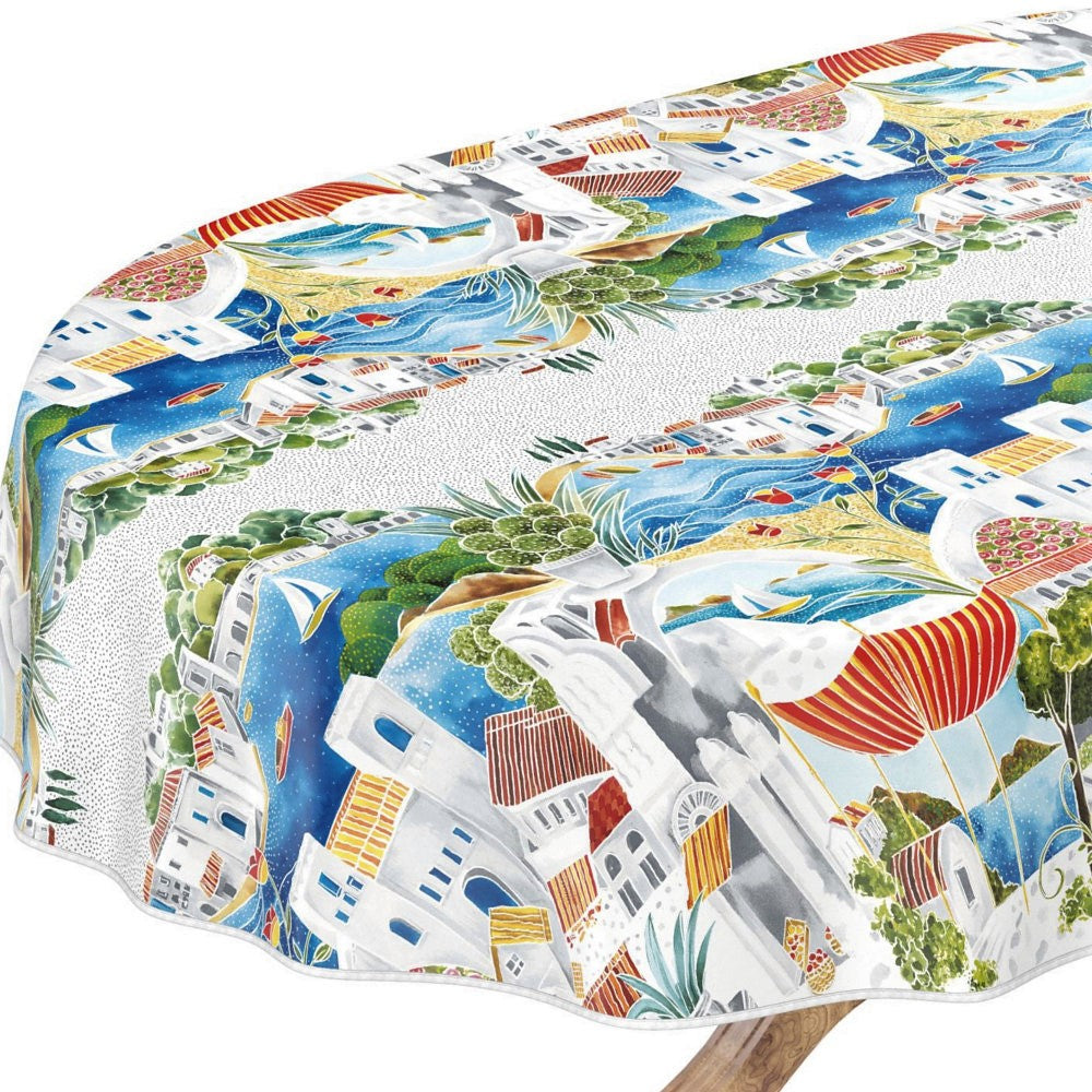 Ferie – Oval voksduk med herlig feriestemning