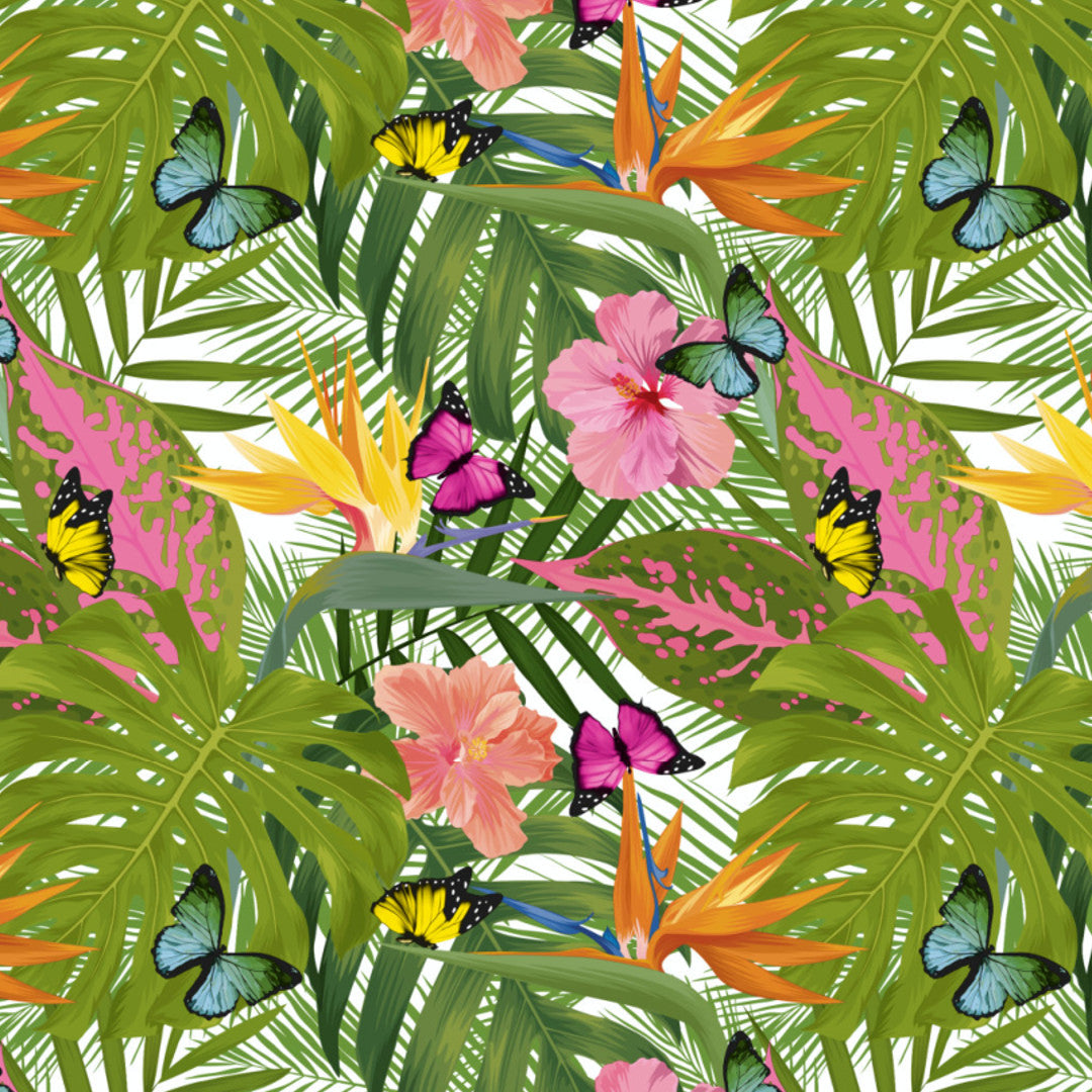 Voksduk med sommerfugler i tropisk paradis